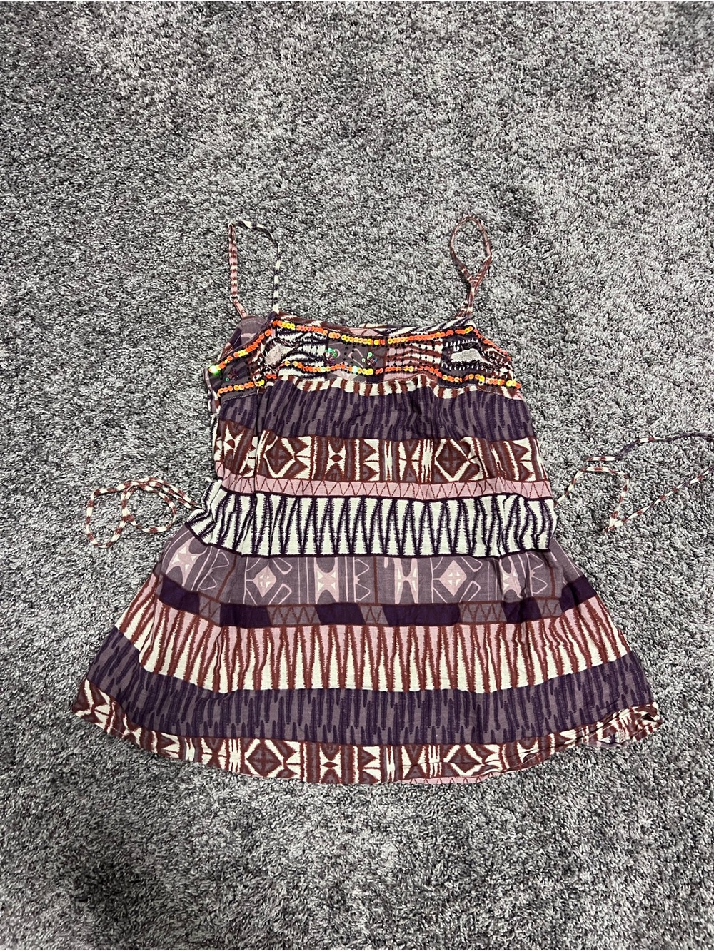 Purple Tribal Print Spaghetti Strap Tank Top